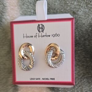 House of Harlow 1960 Gold and Silver Twisted Earrings